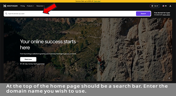 Use search bar to find out if name's available